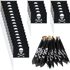 Remerry bandera pirata frontal mostrando diseño Jolly Roger y contraste visible