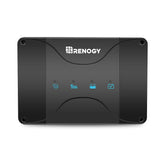 Renogy cargador frontal mostrando pantalla y conexiones, beneficio: control claro