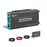 Renogy inversor P2 vista frontal con indicador LED mostrando estado seguro