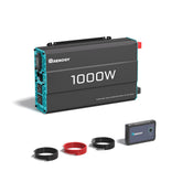 Renogy Inverter P2 vista frontal con carcasa metálica, protege equipos y ahorra energía