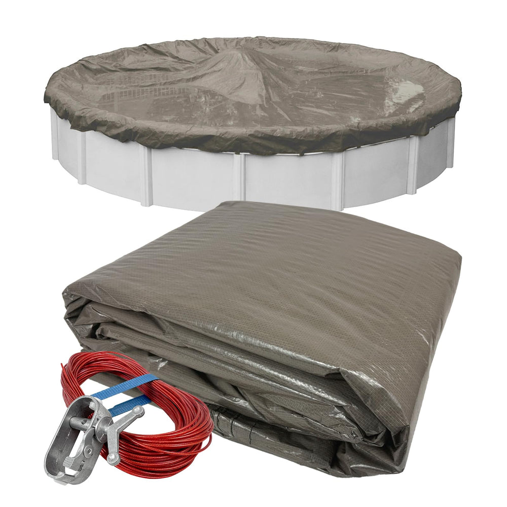 Robelle vista frontal de la cubierta magnesio protegiendo piscina, protección duradera