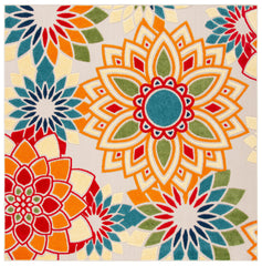 SAFAVIEH vista frontal del diseño floral marfil y naranja, añade color al patio