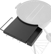 SafBbcue vista frontal de mesa lateral mostrando superficie extra y orden
