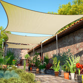 ShadeMart vista frontal de vela 8x12 beige mostrando cobertura amplia