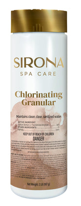 Sirona empaque frontal del cloro, muestra protección y facilidad de uso