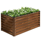 SnugNiture cama elevada vista frontal con plantas creciendo, acceso fácil