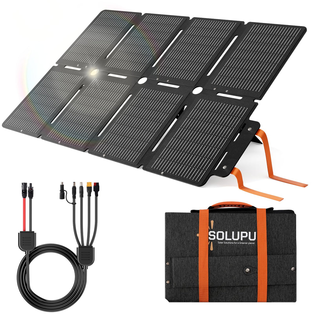 SOLUPUP panel frontal empaquetado mostrando portabilidad y ahorro de espacio