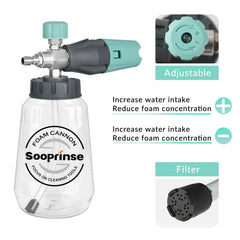 Sooprinse foam cannon depósito transparente que permite ver el nivel
