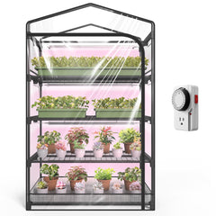 SpeePlant vista frontal del invernadero con plantas, organiza y protege