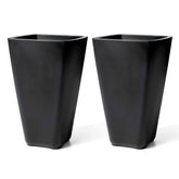 Step2 maceta Bridgeview frontal en Onyx Black mostrando su diseño elegante y ahorro de riego