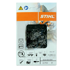 Detalle de dientes Picco Micro 3 Stihl mostrando perfil fino y acabado de corte