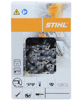 Stihl cadena Picco Super frontal mostrando la longitud y ajuste para 14 pulgadas, mejora el rendimiento