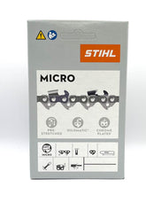 Stihl paquete frontal de la Picco Micro Mini mostrando compatibilidad, facilita identificación rápida