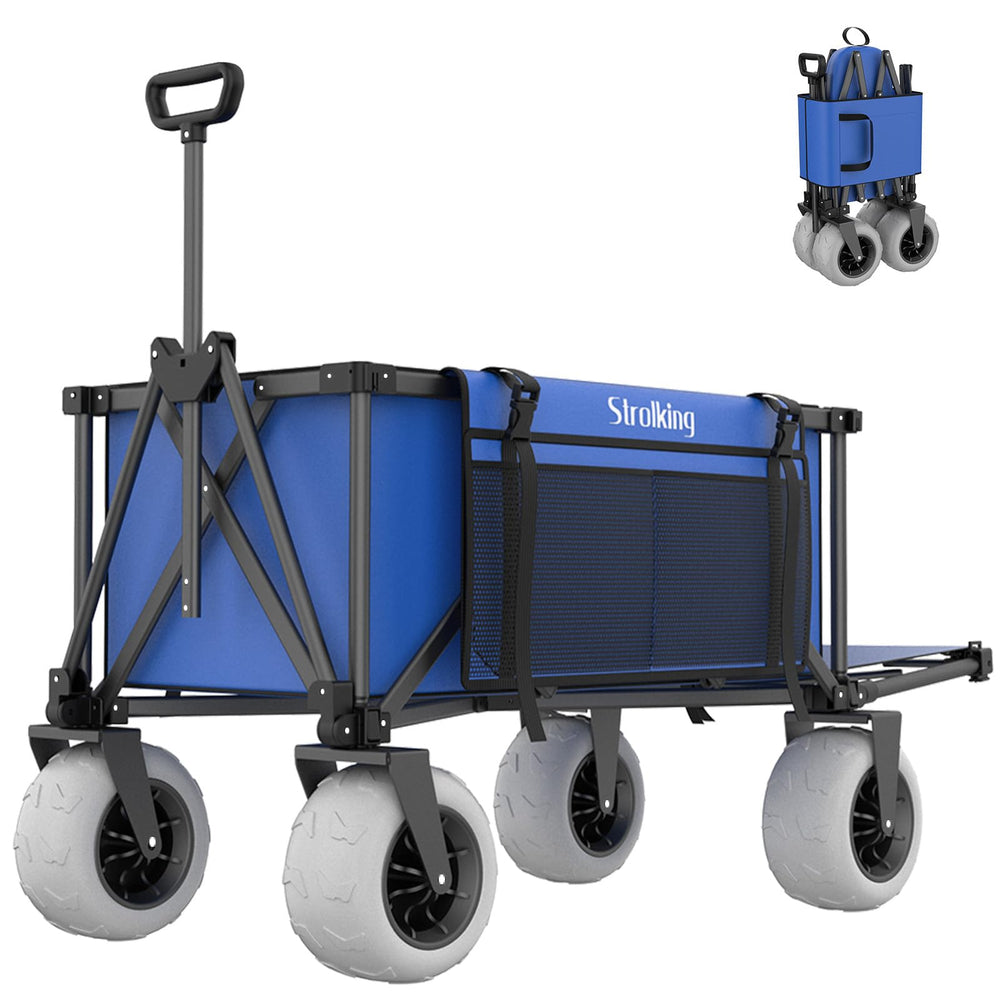 Strolking vista frontal del carrito mostrando capacidad y diseño resistente