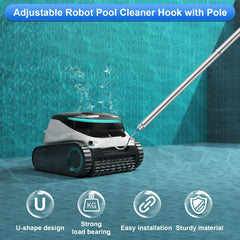 succulentlovers gancho en uso sacando un robot de piscina sin mojarse