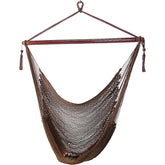 Sunnydaze Decor vista frontal de la silla colgante mostrando forma y color mocha cómoda