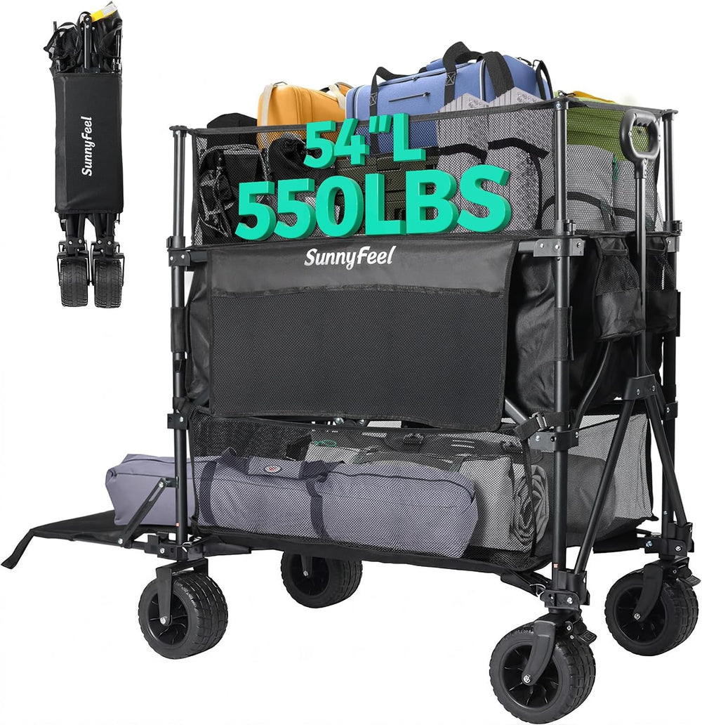 SUNNYFEEL vista frontal del carro doble con gran capacidad