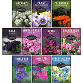 Survival Garden Seeds empaque frontal mostrando mezcla y beneficios