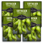 SURVIVAL GARDEN SEEDS paquete Midori Giant Edamame mostrando el diseño y cantidad