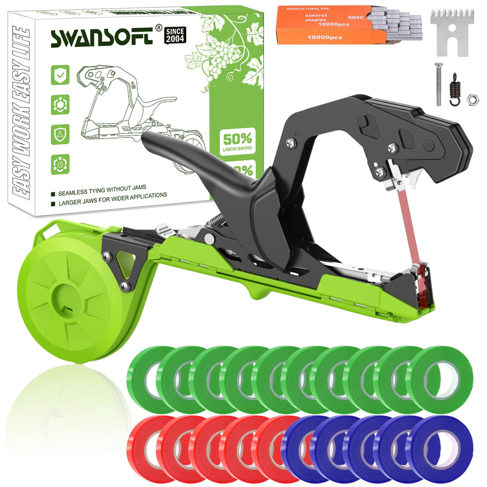 SWANSOFT vista frontal de la máquina atadora, facilita atado rápido