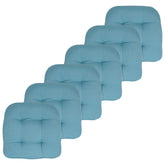 sweet home collection cojín teal frente sobre silla mostrando acolchado y estilo