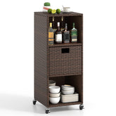 Tangkula vista frontal del armario rattan, almacenamiento elegante y estable