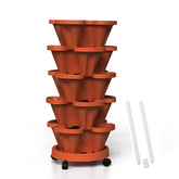 Tectsia macetero vertical frontal mostrando 5 niveles y cultivo denso
