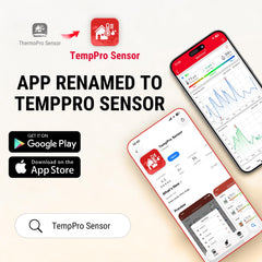 TempPro TempAir junto a una mano para comparar tamaño y portabilidad del dispositivo