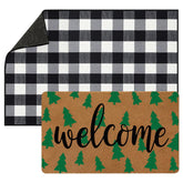 Tinideya felpudo buffalo plaid frontal muestra bienvenida y estilo festivo