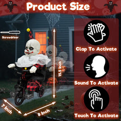TURNMEON primer plano del rostro del payaso con expresión terrorífica útil para asustar
