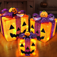 TURNMEON caja frontal con calabaza iluminada para punto focal decorativo