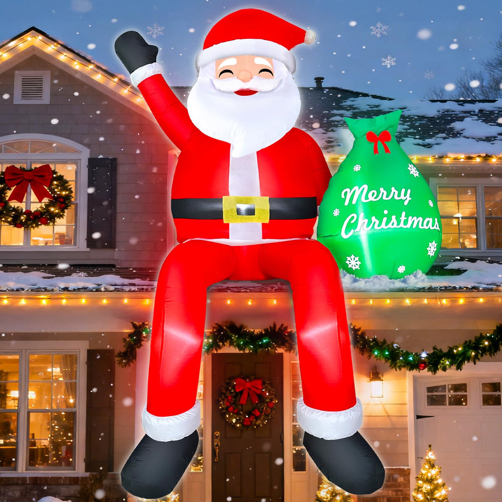 TURNMEON Papá Noel inflable frontal grande, presencia llamativa