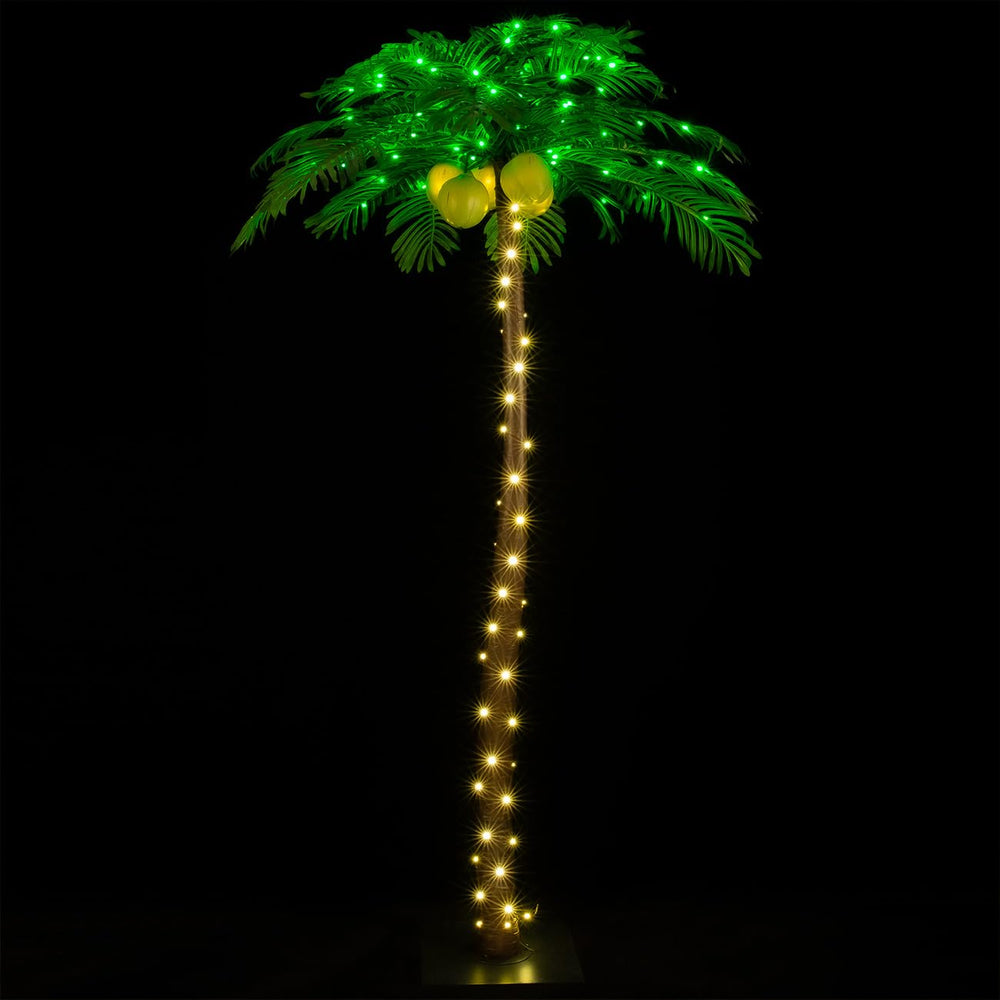 TYBEEU palmera iluminada vista frontal crea ambiente tropical