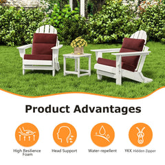 Unimatta cojines colocados en silla Adirondack mostrando confort exterior mejorado