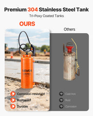 VEVOR detalle del tanque tri-poxy en acero inoxidable para durabilidad
