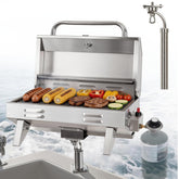 WARMOASIS parrilla frontal montada mostrando montaje estable y acceso fácil