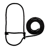 Weaver Livestock halter frontal negro mostrando ajuste profesional y resistencia