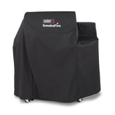 Weber funda frontal negra cubriendo la SmokeFire, protege contra lluvia