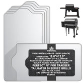 WEBROIL paquete frontal de 6 forros mostrando dimensiones para limpieza rápida