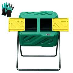 Werph vista frontal del compostador verde mostrando capacidad y diseño durable