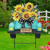 Weysat cartel girasoles frontal mostrando diseño colorido y bienvenida