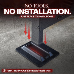 Woodhaven bases instaladas en patio mostrando protección de superficie y nivelación