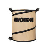 WORX contenedor frontal abierto mostrando boca ancha y capacidad eficiente