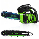 WTHW vista frontal de la motosierra con mango superior para equilibrio
