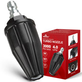 YAMATIC boquilla turbo frontal mostrando construcción de latón y forma robusta, mayor durabilidad