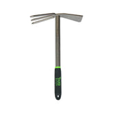 Yard Butler vista frontal del Terra Tiller mostrando doble cabeza y durabilidad