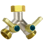 Yayamz conector en Y frontal mostrando doble salida y acabado duradero