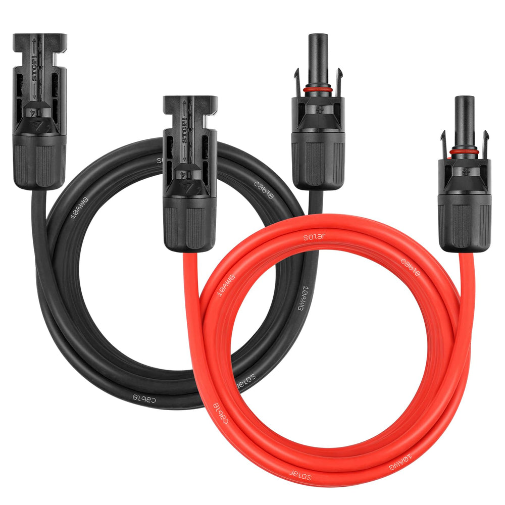 YDDECW cable solar frontal del paquete mostrando rojo y negro, conexión segura