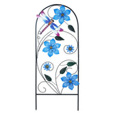 YEAHOME estaca frontal de 34 pulgadas mostrando diseño floral y libélulas, mejora estética del jardín