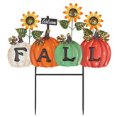 YEAHOME stakes calabazas frontal mostrando colores otoñales y bienvenida